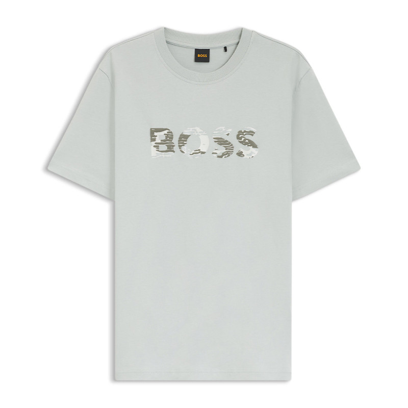 T-shirt en jersey de coton avec logo imprimé Te_Insignia BOSS vert clair