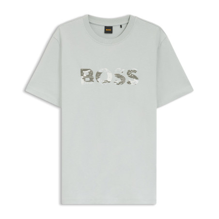 T-shirt en jersey de coton avec logo imprimé Te_Insignia BOSS vert clair