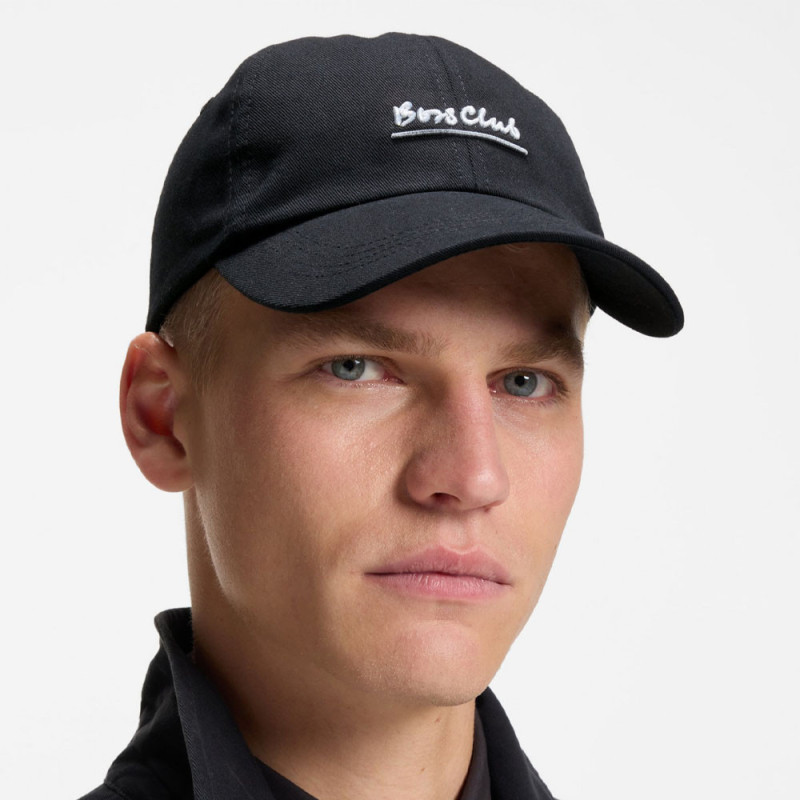 Casquette en twill de coton à message brodé Derrel-Slogan BOSS noire