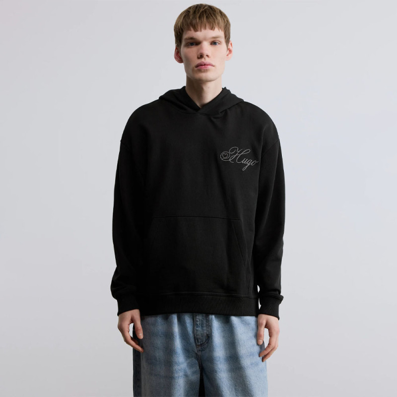 Sweat à capuche avec logo brodé Dalento HUGO noir