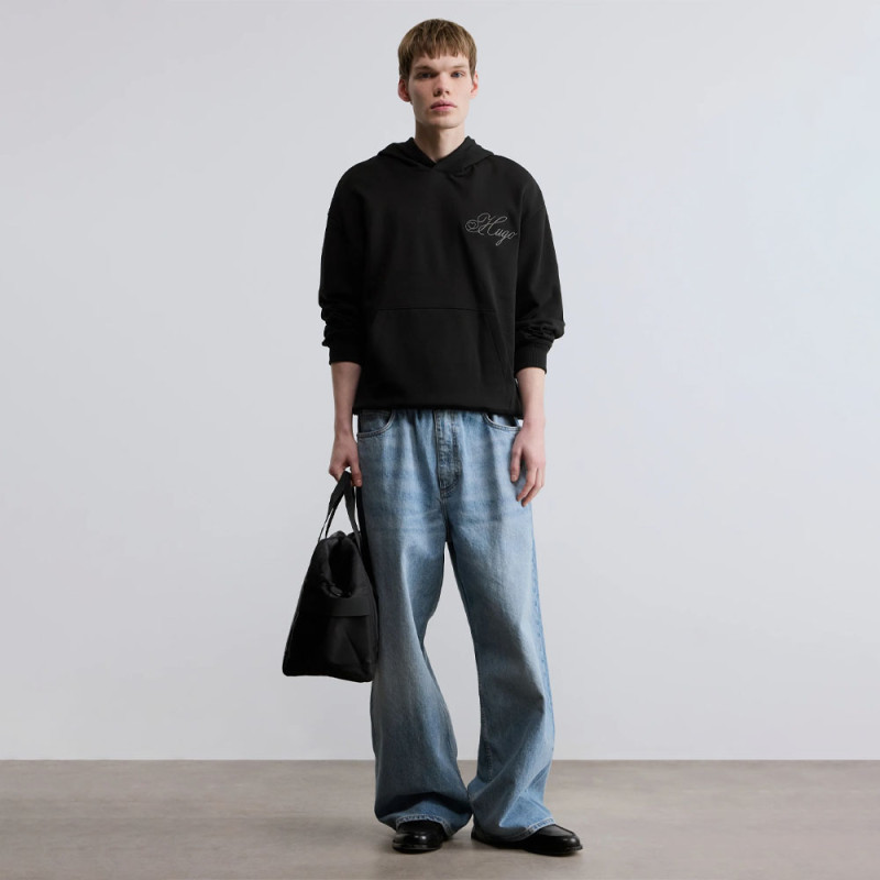 Sweat à capuche avec logo brodé Dalento HUGO noir