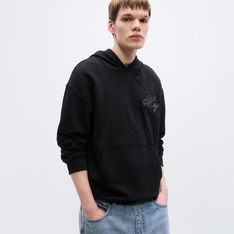 Sweat à capuche avec logo brodé Dalento HUGO noir