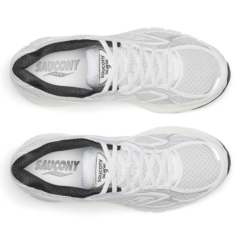 Baskets Saucony ProGrid Guide 7 White/Black – Amorti dynamique et stabilité pour vos runs