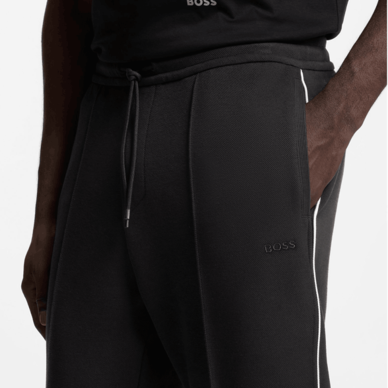 Bas de survêtement  HUGO BOSS - Noir - T_Join Hadiko en coton mélangé avec passepoils