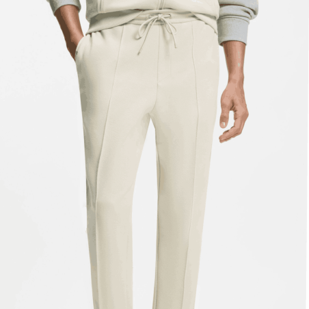 Bas de survêtement  en coton mélangé avec passepoils T_Join Hadiko BOSS beige