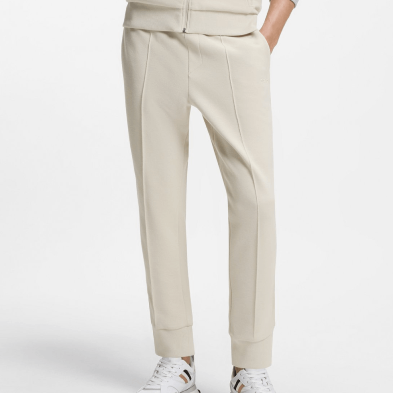 Bas de survêtement  en coton mélangé avec passepoils T_Join Hadiko BOSS beige