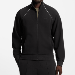 Sweat en coton mélangé à passepoils contrastants SW_Join Skaz BOSS Noir