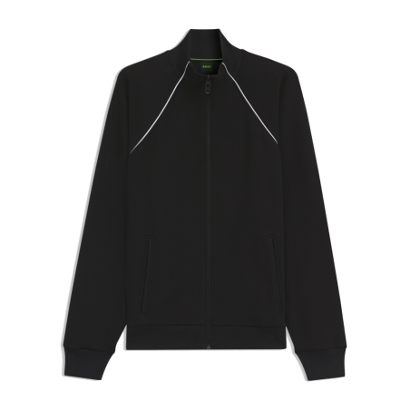 Sweat en coton mélangé à passepoils contrastants SW_Join Skaz BOSS Noir