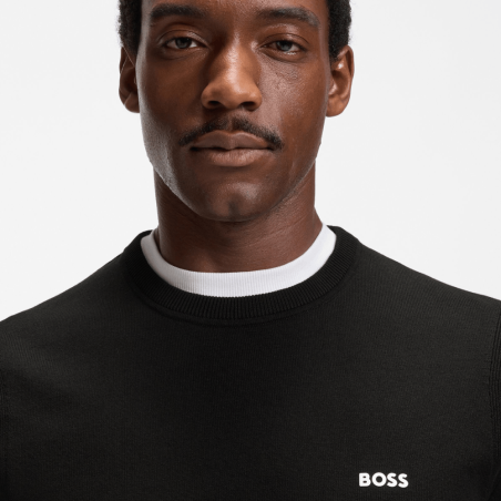 Pull en coton avec détails contrastants KN_Ever-X CN  BOSS noir