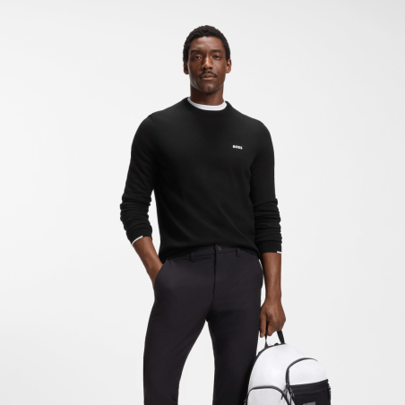Pull en coton avec détails contrastants KN_Ever-X CN  BOSS noir