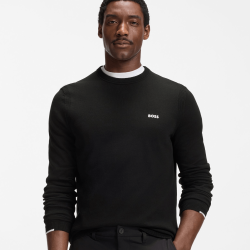 Pull en coton avec détails contrastants KN_Ever-X CN  BOSS noir