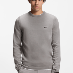 Pull en coton avec détails contrastants KN_Ever-X CN  BOSS gris