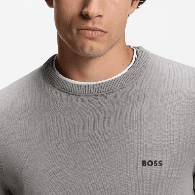 Pull en coton avec détails contrastants KN_Ever-X CN  BOSS gris