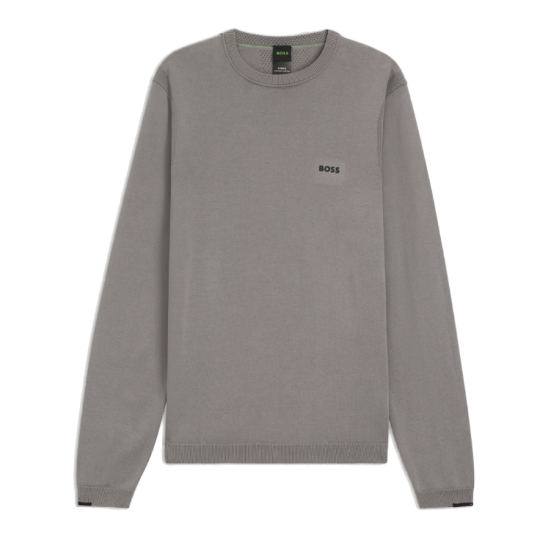 Pull en coton avec détails contrastants KN_Ever-X CN  BOSS gris