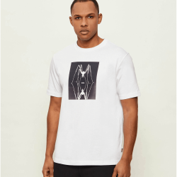 T-shirt en jersey de coton avec motif imprimé Te_Creature HUGO BOSS blanc