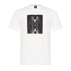 T-shirt en jersey de coton avec motif imprimé Te_Creature HUGO BOSS blanc