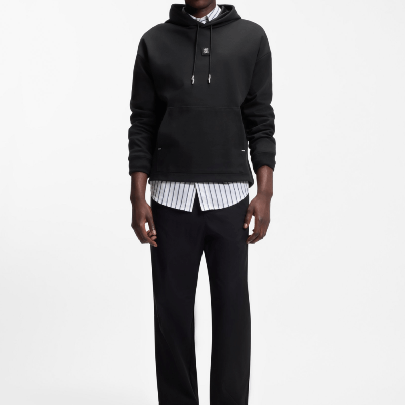Sweat à capuche Hugo Boss-Noir - Dineo coupe décontractée avec logo revisité