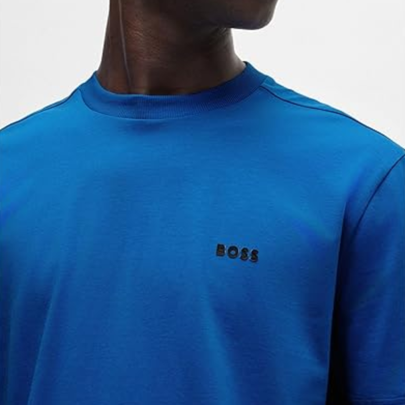 T-shirt Regular  en coton stretch avec logo contrastant  TEE  BOSS bleu