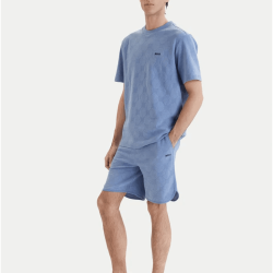 T-shirt en coton mélangé à motif jacquard balle de tenis TS_Member BOSS bleu clair