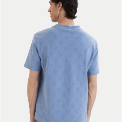 T-shirt en coton mélangé à motif jacquard balle de tenis TS_Member BOSS bleu clair