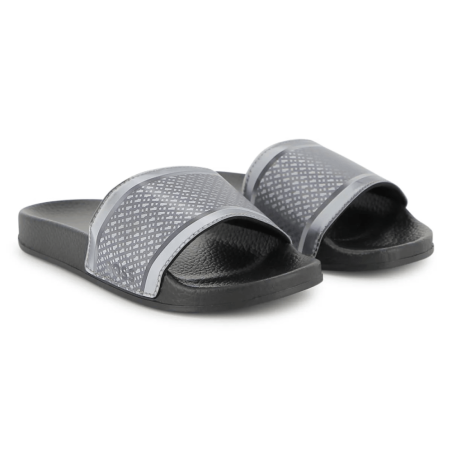 Claquettes BOSS Kids en PVC noir – Effet lenticulaire