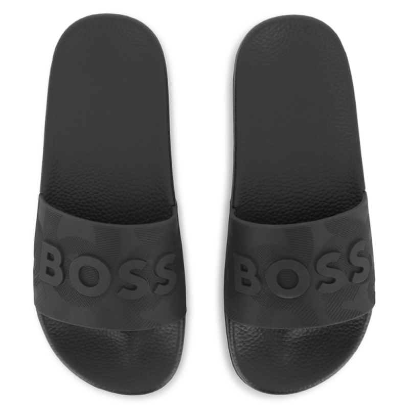 Claquettes siglées enfant BOSS – Style moderne & confort léger noir