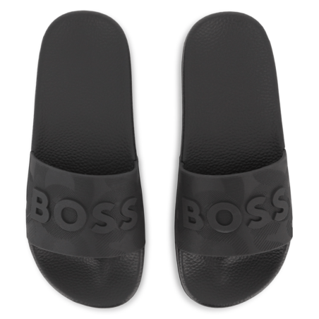 Claquettes siglées enfant BOSS – Style moderne & confort léger noir