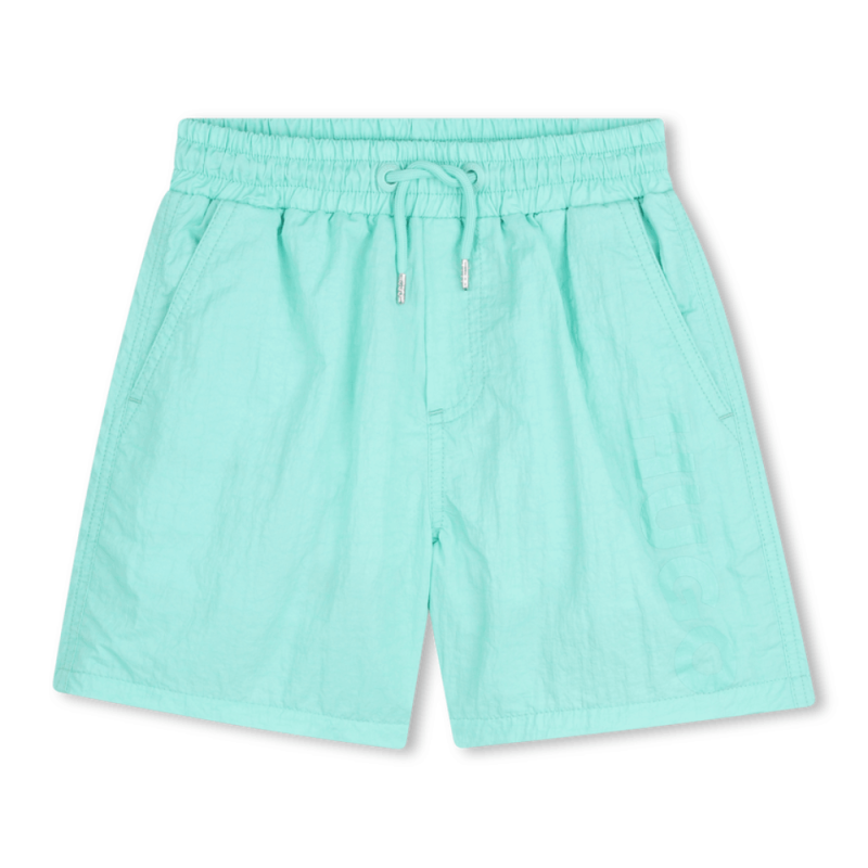 Short de Bain Enfant  – Polyamide Recyclé, Poches et Logo HUGO vert