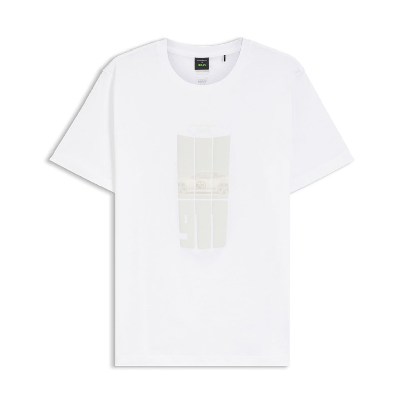 T-shirt Porsche x BOSS en coton mercerisé avec graphismes réfléchissants TS_PS Spirit70 Grx BOSS blanc