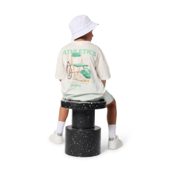 Tee-shirt manches courtes enfant – logo poitrine & illustration dos HUGO blanc