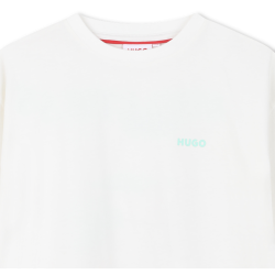 Tee-shirt manches courtes enfant – logo poitrine & illustration dos HUGO blanc