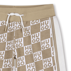 Short de jogging monogramme en coton mélangé enfant HUGO marron