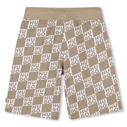 Short de jogging monogramme en coton mélangé enfant HUGO marron