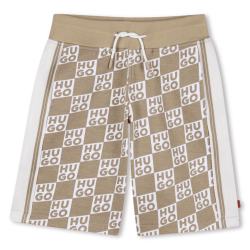 Short de jogging monogramme en coton mélangé enfant HUGO marron