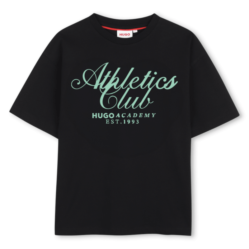 Tee-shirt enfant en coton biologique illustration fantaisie HUGO noir