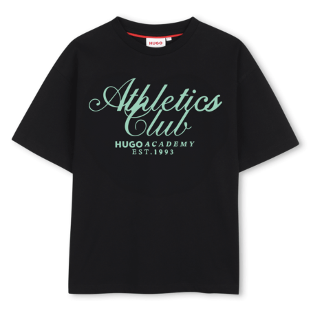 Tee-shirt enfant en coton biologique illustration fantaisie HUGO noir