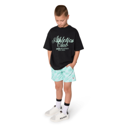 Tee-shirt enfant en coton biologique illustration fantaisie HUGO noir