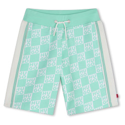 Short de jogging monogramme en coton mélangé enfant HUGO vert
