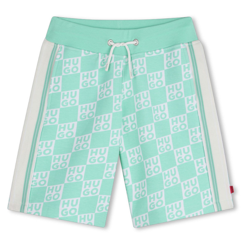 Short de jogging monogramme en coton mélangé enfant HUGO vert