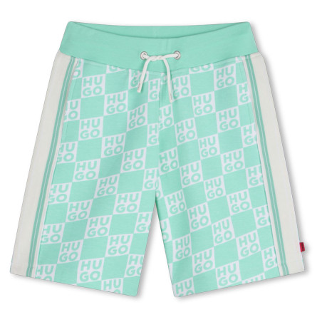 Short de jogging monogramme en coton mélangé enfant HUGO vert