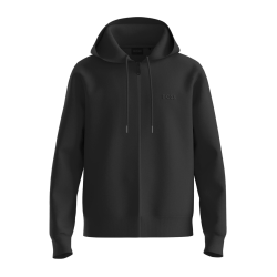 Sweat à capuche zippé en coton stretch avec logo Saggy BOSS noir