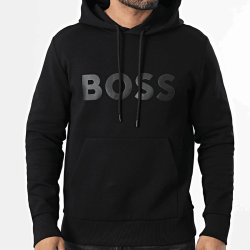 Sweat à capuche Homme en coton – Logo tendance Soody BOSS noir