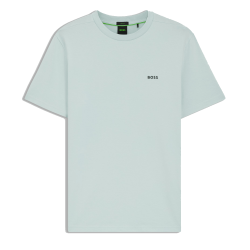 T-shirt Regular en coton stretch avec logo contrastant Tee BOSS bleu clair