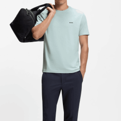 T-shirt Regular  en coton stretch avec logo contrastant  TEE HUGO BOSS bleu clair