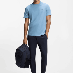 T-shirt Regular  en coton stretch avec logo contrastant  TEE HUGO BOSS bleu clair
