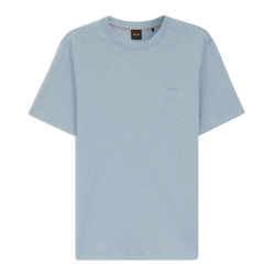T-shirt  Homme Col Rond en Coton Flammé Doux – Style Casual HUGO BOSS bleu clair