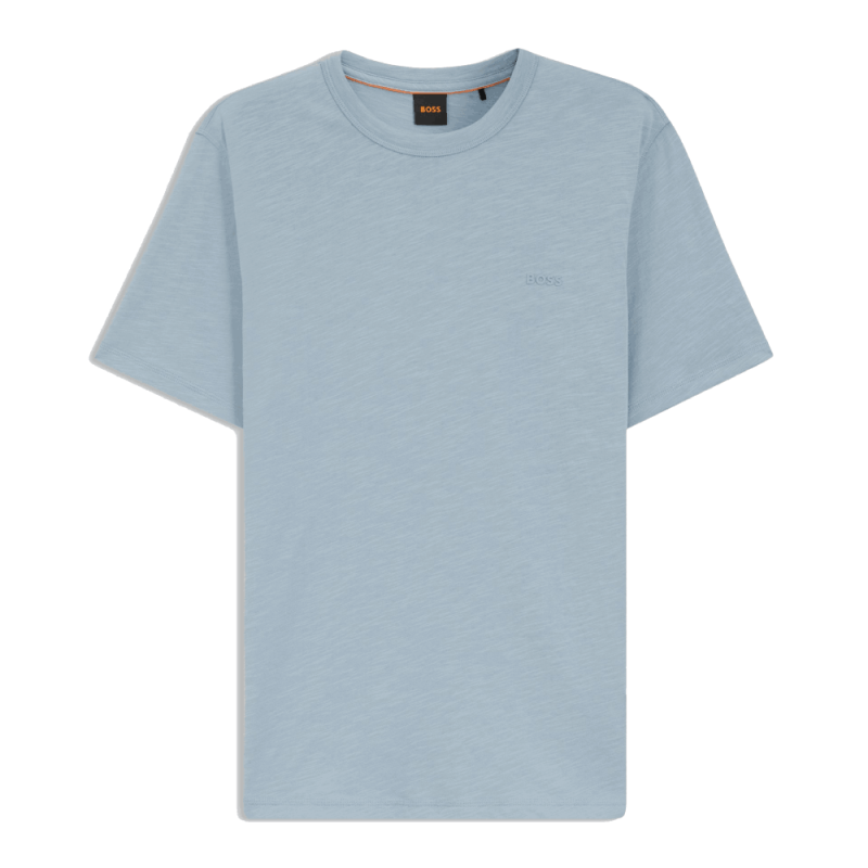 T-shirt  Homme Col Rond en Coton Flammé Doux – Style Casual HUGO BOSS bleu clair