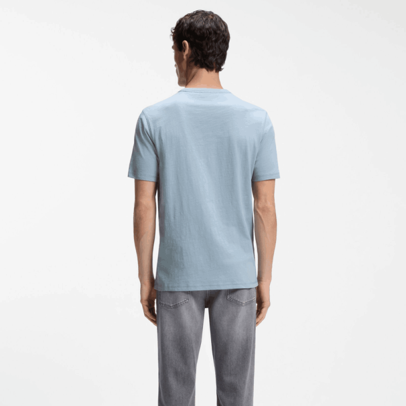 T-shirt  Homme Col Rond en Coton Flammé Doux – Style Casual HUGO BOSS bleu clair
