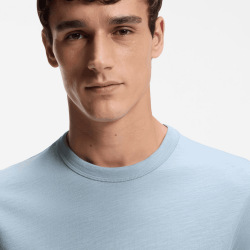 T-shirt  Homme Col Rond en Coton Flammé Doux – Style Casual HUGO BOSS bleu clair