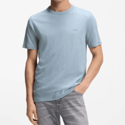 T-shirt  Homme Col Rond en Coton Flammé Doux – Style Casual HUGO BOSS bleu clair